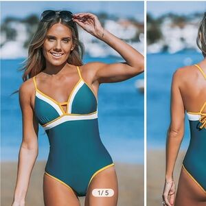 Cupshe NWT Keyhole Colorblock One-Piece in Sapphire / Size XL